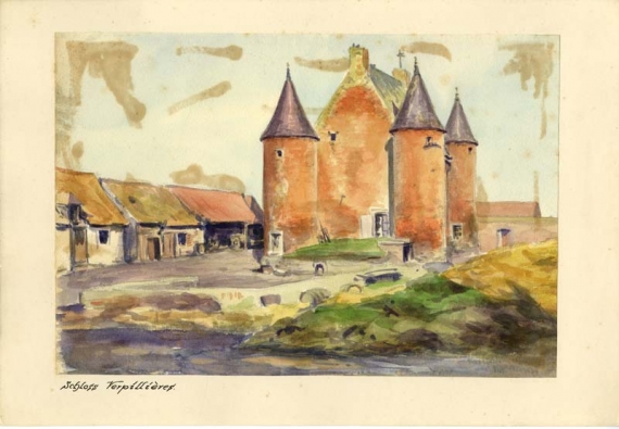 Agrandir l'image Max GEHLSEN, Verpillières. Château, 1915, aquarelle sur carton, 20 x 29 cm