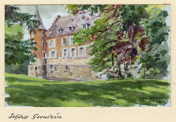 Agrandir l'image Max GEHLSEN, Château de Goeulzin, 2 juin 1917, aquarelle sur carton, 11 x 16,5 cm