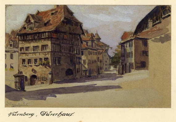 Bild vergrößern Max GEHLSEN, Nürnberg, das Haus von Dürer, 22. Juni 1917, Aquarell auf Karton, 36 x 25 cm