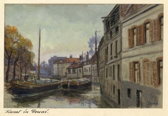 Agrandir l'image Max GEHLSEN, Canal à Douai, novembre 1915, aquarelle sur carton, 14 x 21 cm
