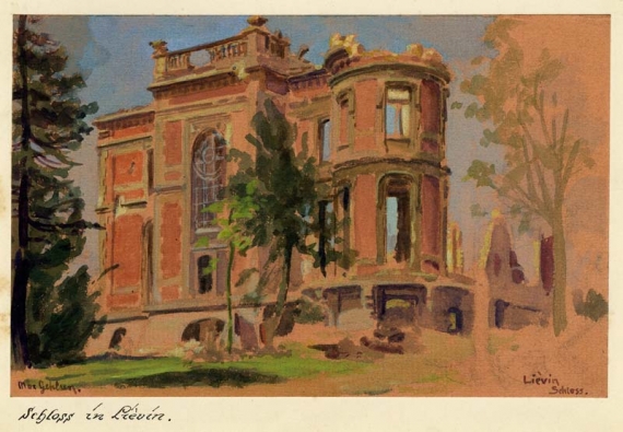 Bild vergrößern Max GEHLSEN, Schloss in Liévin, April 1916?, Aquarell auf Karton, Höhungen in Gouache, 14,5 x 22,5 cm
