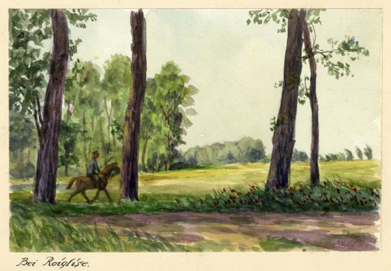 Agrandir l'image Max GEHLSEN, Près de Roiglise, 24 avril 1915, aquarelle sur carton, 14 x 21 cm